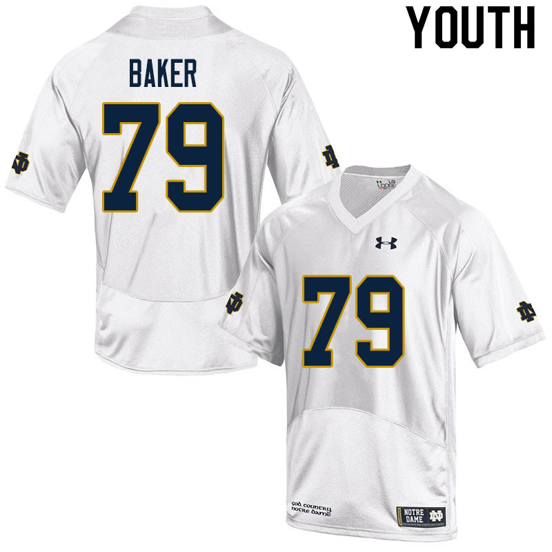 Youth NCAA Notre Dame Fighting Irish #79 Tosh Baker Stitched College Under Armour Authentic White Football Jersey HV10X06MT